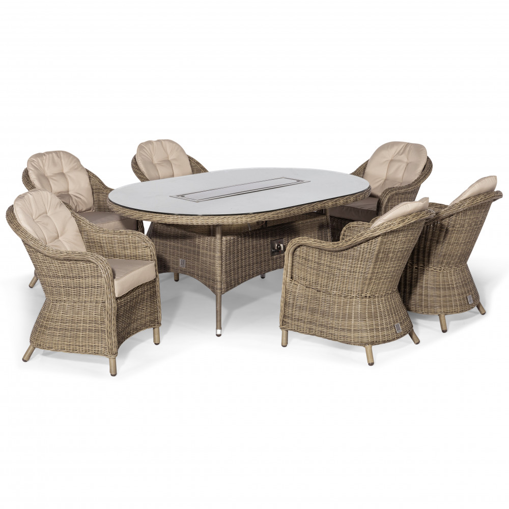 Winchester 6 Seat Oval Fire Pit Dining Set with Heritage Chairs Winchester 6 Seat Oval Fire Pit Dining Set with Heritage Chairs