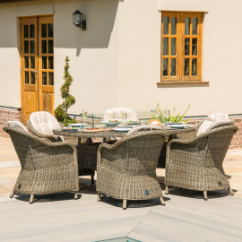 Winchester 6 Seat Oval Fire Pit Dining Set with Heritage Chairs Winchester 6 Seat Oval Fire Pit Dining Set with Heritage Chairs