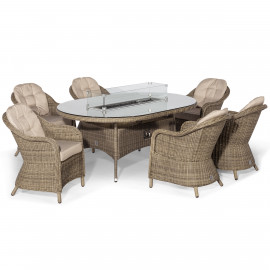 Winchester 6 Seat Oval Fire Pit Dining Set with Heritage Chairs Winchester 6 Seat Oval Fire Pit Dining Set with Heritage Chairs