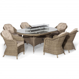 Winchester 6 Seat Oval Fire Pit Dining Set with Heritage Chairs Winchester 6 Seat Oval Fire Pit Dining Set with Heritage Chairs