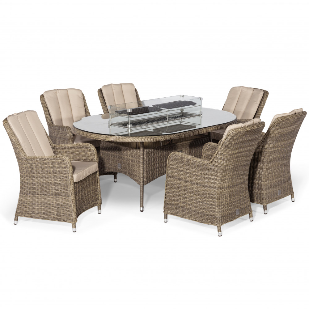 Winchester 6 Seat Oval Fire Pit Dining Set with Venice Chairs Winchester 6 Seat Oval Fire Pit Dining Set with Venice Chairs