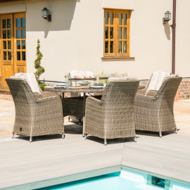 Winchester 6 Seat Oval Fire Pit Dining Set with Venice Chairs Winchester 6 Seat Oval Fire Pit Dining Set with Venice Chairs