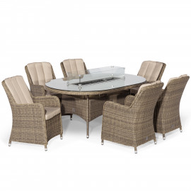Winchester 6 Seat Oval Fire Pit Dining Set with Venice Chairs Winchester 6 Seat Oval Fire Pit Dining Set with Venice Chairs