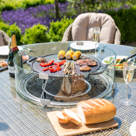 Winchester 8 Seat Round Fire Pit Dining Set with Heritage Chairs and Lazy Susan Winchester 8 Seat Round Fire Pit Dining Set with Heritage Chairs and Lazy Susan