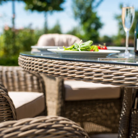 Winchester 8 Seat Round Fire Pit Dining Set with Heritage Chairs and Lazy Susan Winchester 8 Seat Round Fire Pit Dining Set with Heritage Chairs and Lazy Susan