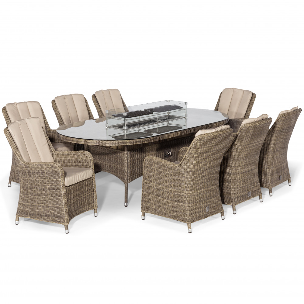 Winchester 8 Seat Oval Fire Pit Dining Set with Venice Chairs Winchester 8 Seat Oval Fire Pit Dining Set with Venice Chairs