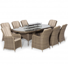 Winchester 8 Seat Oval Fire Pit Dining Set with Venice Chairs
