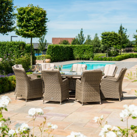 Winchester 8 Seat Oval Fire Pit Dining Set with Venice Chairs Winchester 8 Seat Oval Fire Pit Dining Set with Venice Chairs