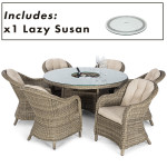 Winchester 6 Seat Round Ice Bucket Dining Set with Heritage Chairs Lazy Susan