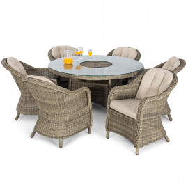 Winchester 6 Seat Round Ice Bucket Dining Set with Heritage Chairs Lazy Susan