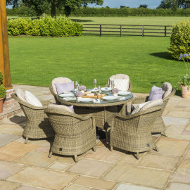 Winchester 6 Seat Round Ice Bucket Dining Set with Heritage Chairs Lazy Susan