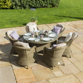 Winchester 6 Seat Round Ice Bucket Dining Set with Heritage Chairs Lazy Susan