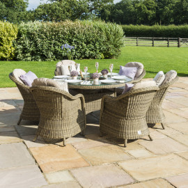 Winchester 6 Seat Round Ice Bucket Dining Set with Heritage Chairs Lazy Susan