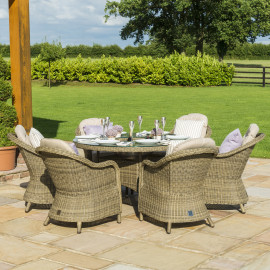 Winchester 6 Seat Round Ice Bucket Dining Set with Heritage Chairs Lazy Susan