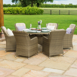 Winchester 6 Seat Round Ice Bucket Dining Set with Venice Chairs Lazy Susan Winchester 6 Seat Round Ice Bucket Dining Set with Venice Chairs Lazy Susan