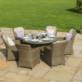 Winchester 6 Seat Round Ice Bucket Dining Set with Venice Chairs Lazy Susan Winchester 6 Seat Round Ice Bucket Dining Set with Venice Chairs Lazy Susan