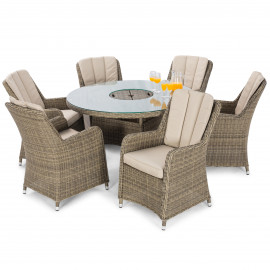 Winchester 6 Seat Round Ice Bucket Dining Set with Venice Chairs Lazy Susan Winchester 6 Seat Round Ice Bucket Dining Set with Venice Chairs Lazy Susan