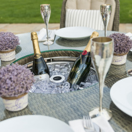 Winchester 6 Seat Round Ice Bucket Dining Set with Venice Chairs Lazy Susan Winchester 6 Seat Round Ice Bucket Dining Set with Venice Chairs Lazy Susan