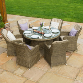 Winchester 6 Seat Round Ice Bucket Dining Set with Venice Chairs Lazy Susan Winchester 6 Seat Round Ice Bucket Dining Set with Venice Chairs Lazy Susan