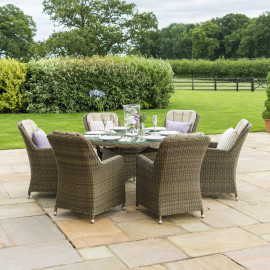 Winchester 6 Seat Round Ice Bucket Dining Set with Venice Chairs Lazy Susan Winchester 6 Seat Round Ice Bucket Dining Set with Venice Chairs Lazy Susan