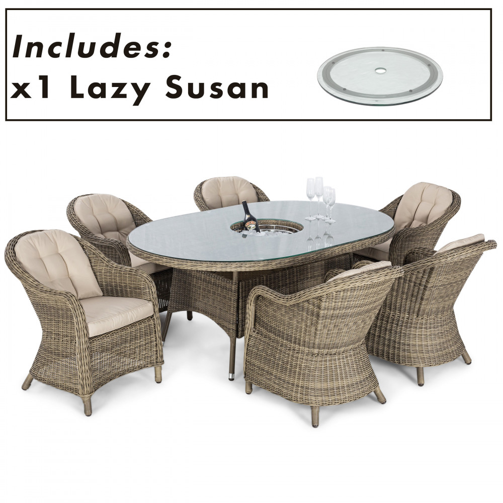 Winchester 6 Seat Oval Ice Bucket Dining Set with Heritage Chairs Lazy Susan Winchester 6 Seat Oval Ice Bucket Dining Set with Heritage Chairs Lazy Susan