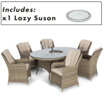 Winchester 6 Seat Oval Ice Bucket Dining Set with Venice Chairs Lazy Susan