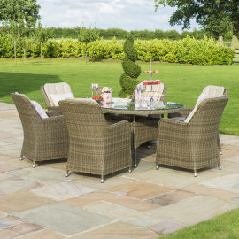 Winchester 6 Seat Oval Ice Bucket Dining Set with Venice Chairs Lazy Susan