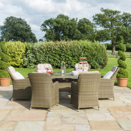 Winchester 6 Seat Oval Ice Bucket Dining Set with Venice Chairs Lazy Susan