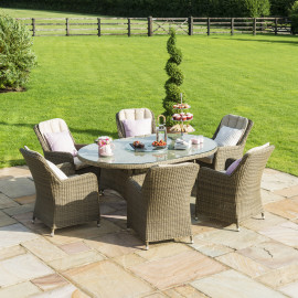 Winchester 6 Seat Oval Ice Bucket Dining Set with Venice Chairs Lazy Susan