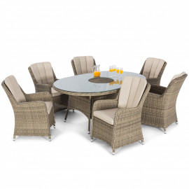 Winchester 6 Seat Oval Ice Bucket Dining Set with Venice Chairs Lazy Susan