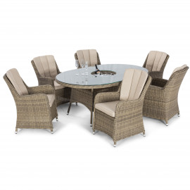 Winchester 6 Seat Oval Ice Bucket Dining Set with Venice Chairs Lazy Susan