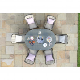 Winchester 6 Seat Oval Ice Bucket Dining Set with Venice Chairs Lazy Susan
