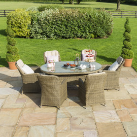 Winchester 6 Seat Oval Ice Bucket Dining Set with Venice Chairs Lazy Susan