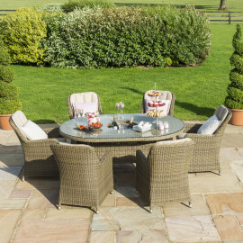 Winchester 6 Seat Oval Ice Bucket Dining Set with Venice Chairs Lazy Susan