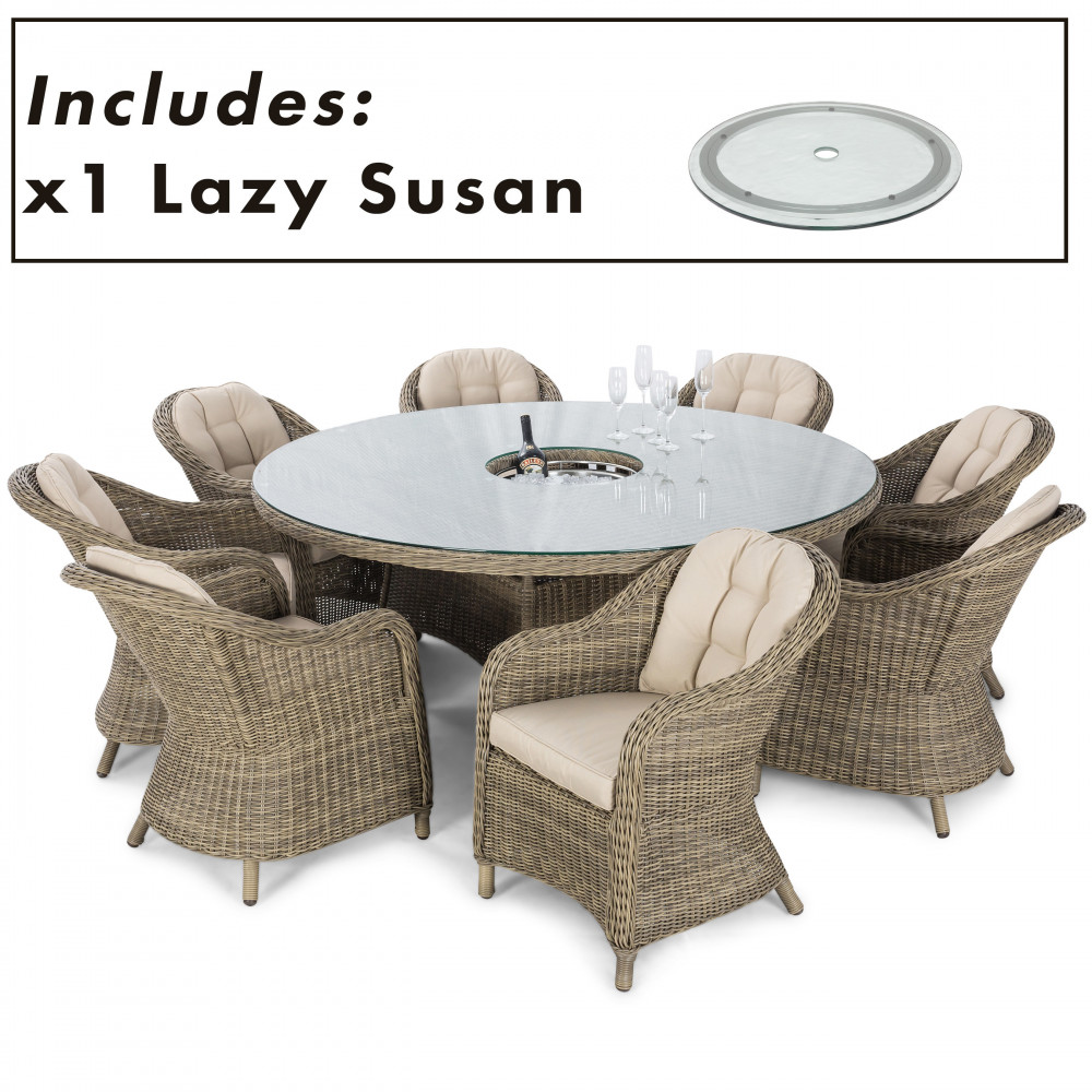 Winchester 8 Seat Round Ice Bucket Dining Set with Heritage Chairs Lazy Susan Winchester 8 Seat Round Ice Bucket Dining Set with Heritage Chairs Lazy Susan