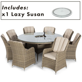 Winchester 8 Seat Round Ice Bucket Dining Set with Venice Chairs Lazy Susan