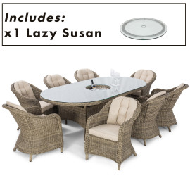 Winchester 8 Seat Oval Ice Bucket Dining Set with Heritage Chairs Lazy Susan