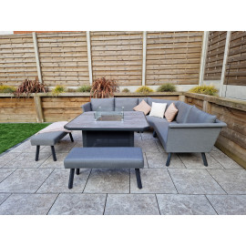 LUNA L shape sofa with gas firepit & ottomans LUNA L shape sofa with gas firepit & ottomans