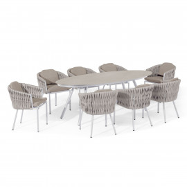 Marina 8 Seat Oval Dining Set / Sandstone