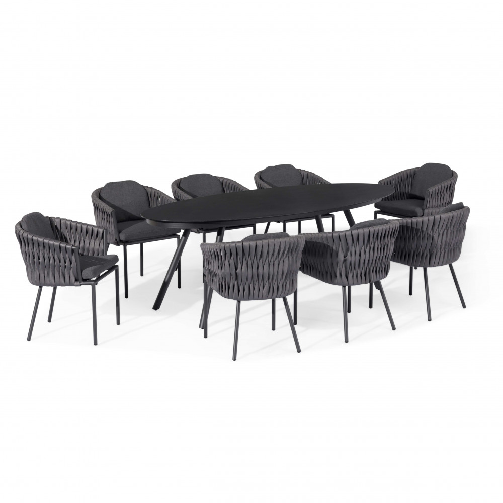 Marina 8 Seat Oval Dining Set / Charcoal Marina 8 Seat Oval Dining Set / Charcoal