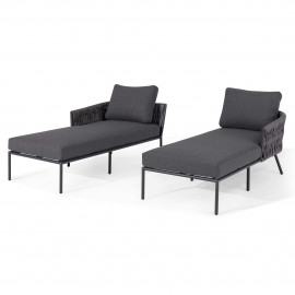 Marina Double Sunlounger Set / Charcoal Marina Double Sunlounger Set / Charcoal