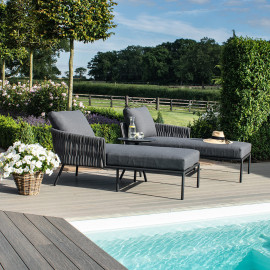 Marina Double Sunlounger Set / Charcoal Marina Double Sunlounger Set / Charcoal