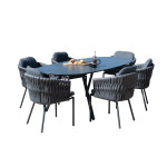Marina 6 Seat Oval Dining Set / Charcoal Marina 6 Seat Oval Dining Set / Charcoal