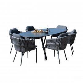 Marina 6 Seat Oval Dining Set / Charcoal