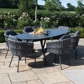 Marina 6 Seat Oval Dining Set / Charcoal Marina 6 Seat Oval Dining Set / Charcoal