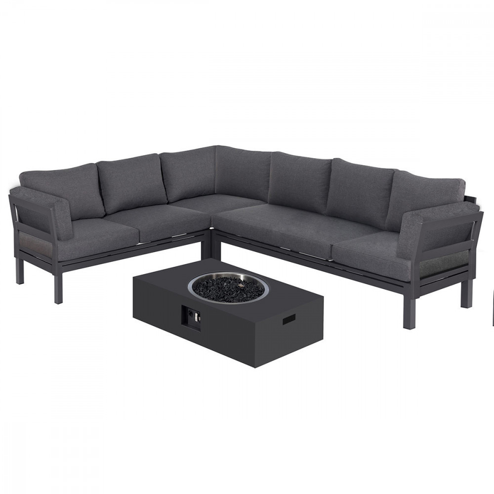 Oslo Corner Group with Rectangular Gas Fire Pit Table / Charcoal Oslo Corner Group with Rectangular Gas Fire Pit Table / Charcoal