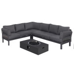 Oslo Corner Group with Rectangular Gas Fire Pit Table / Charcoal Oslo Corner Group with Rectangular Gas Fire Pit Table / Charcoal