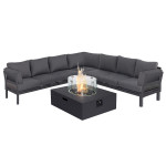 Oslo Large Corner Group with Square Gas Fire Pit Table / Charcoal Oslo Large Corner Group with Square Gas Fire Pit Table / Charcoal
