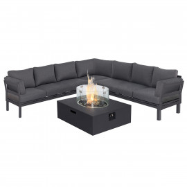 Oslo Large Corner Group with Square Gas Fire Pit Table / Charcoal