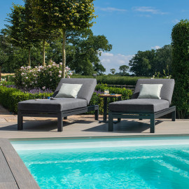 Oslo Double Sunlounger Set / Charcoal Oslo Double Sunlounger Set / Charcoal
